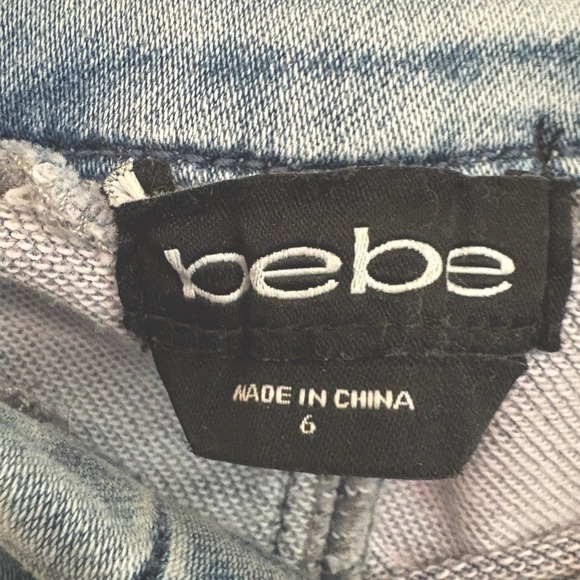 BEBE Off-Shoulder Denim Bodycon Dress – Grommet Detail – Size 6 - Picture 5 of 11